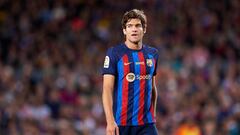 BARCELONA, SPAIN - NOVEMBER 05: Marcos Alonso of FC Barcelona looks on during the LaLiga Santander match between FC Barcelona and UD Almeria at Spotify Camp Nou on November 05, 2022 in Barcelona, Spain. (Photo by Silvestre Szpylma/Quality Sport Images/Getty Images)