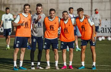 Diego Llorente, David de Gea, Koke, Pablo Sarabia, Jordi Alba y Marcos Llorente.