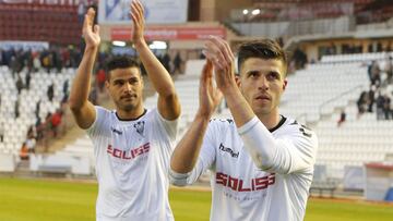 Aridane Santana y Hector Hernandez, jugadores del Albacete Balompi&eacute;. 