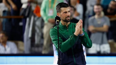 Novak Djokovic, tras perder con Jakub Mensik en Miami.