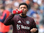 Soccer Football - Pre Season Friendly - Rangers v Manchester United - Murrayfield Stadium, Edinburgh, Scotland, Britain - July 20, 2024 Manchester United's Jadon Sancho during the warm up before the match Action Images via Reuters/Ed Sykes