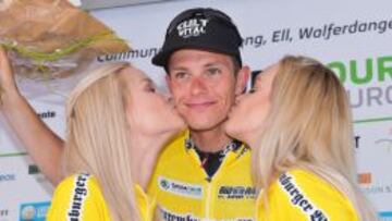 El alemán Linus Gerdemann (Cult Energy) celebra su segundo triunfo final en el Tour de Luxemburgo.