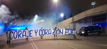 El Espanyol, recibido en el RCDE Stadium con fuegos artificiales
