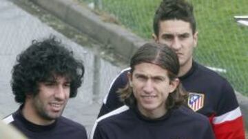 Filipe Luis, tras el entrenamiento con el Club Atlético de Madrid.