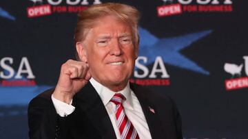 HIALEAH, FL - APRIL 16:  U.S. President Donald Trump attends a roundtable discussion about the Republican $1.5 trillion tax cut package he recently signed into law on April 16, 2018 in Hialeah, Florida.  Trump was joined by local business owners as well as Sen. Marco Rubio (R-FL), Treasury Secretary Steven Mnuchin, Labor Secretary Alex Acosta.  (Photo by Joe Raedle/Getty Images)