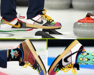 La estrella de rock del curling: melena, bigote, tatuajes, gorro verde y Nike customizadas
