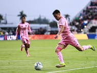 FORT LAUDERDALE, FLORIDA - MARCH 18: Sergio Reguilon #3 of Inter Miami CF shoots during the CONCACAF Champions Cup Round of 16 Second Leg match between Inter Miami CF and Nashville SC at Chase Stadium on March 18, 2026 in Fort Lauderdale, Florida. Carmen Mandato/Getty Images/AFP (Photo by Carmen Mandato / GETTY IMAGES NORTH AMERICA / Getty Images via AFP)