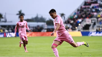 FORT LAUDERDALE, FLORIDA - MARCH 18: Sergio Reguilon #3 of Inter Miami CF shoots during the CONCACAF Champions Cup Round of 16 Second Leg match between Inter Miami CF and Nashville SC at Chase Stadium on March 18, 2026 in Fort Lauderdale, Florida. Carmen Mandato/Getty Images/AFP (Photo by Carmen Mandato / GETTY IMAGES NORTH AMERICA / Getty Images via AFP)