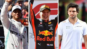 Hamilton, Verstappen y Sainz.
