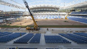 Obras de remodelación del estadio de Anoeta.