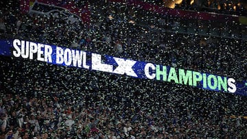 SANTA CLARA, CALIFORNIA - FEBRUARY 08: Confetti fills the stadium after the Seattle Seahawks win Super Bowl LX against the New England Patriots at Levi's Stadium on February 08, 2026 in Santa Clara, California. Chris Graythen/Getty Images/AFP (Photo by Chris Graythen / GETTY IMAGES NORTH AMERICA / Getty Images via AFP)