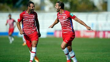 Soldado celebra un gol del Granada