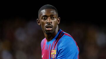 BARCELONA, SPAIN - MAY 10: Ousmane Dembele of FC Barcelona  during the La Liga Santander  match between FC Barcelona v Celta de Vigo at the Camp Nou on May 10, 2022 in Barcelona Spain (Photo by David S. Bustamante/Soccrates/Getty Images)