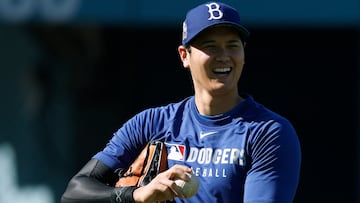 LOS ANGELES, CALIFORNIA - JUNE 02: Shohei Ohtani #17 of the Los Angeles Dodgers smiles on the field before the game against the New York Mets at Dodger Stadium on June 02, 2025 in Los Angeles, California. Harry How/Getty Images/AFP (Photo by Harry How / GETTY IMAGES NORTH AMERICA / Getty Images via AFP)