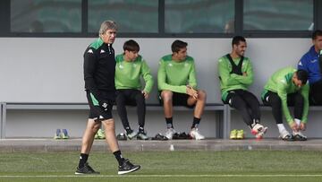 Pellegrini, en el entrenamiento de hoy. 