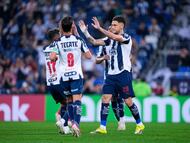 Lucas Ocampos celebrates his goal 2-0 of Monterrey during the round one second leg match between CF Monterrey and Xelaju as part of the CONCACAF Champions Cup 2026, at BBVA Bancomer Stadium on February 11, 2026 in Monterrey, Nuevo Leon, Mexico.