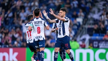 Lucas Ocampos celebrates his goal 2-0 of Monterrey during the round one second leg match between CF Monterrey and Xelaju as part of the CONCACAF Champions Cup 2026, at BBVA Bancomer Stadium on February 11, 2026 in Monterrey, Nuevo Leon, Mexico.
