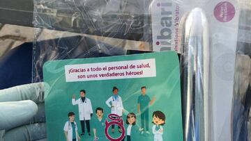 Imagen del kit sexual que recibieron como regalo varias enfermeras de un hospital de Tijuana en agradecimiento a su lucha contra el coronavirus.