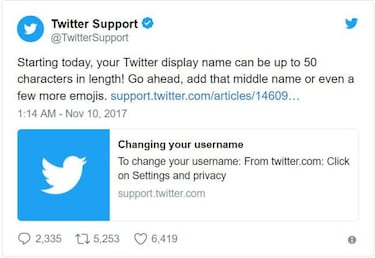Ya puedes hacer tu usuario de Twitter más largo