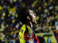 Soccer Football - Liga MX - Club America v Monterrey - Estadio Ciudad de los Deportes, Mexico City, Mexico - February 7, 2026 Club America's Alejandro Zendejas celebrates scoring their first goal REUTERS/Henry Romero