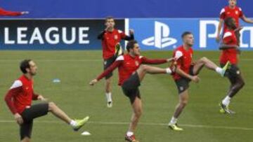 Entrenamiento previo al partido contra el Austria Viena.