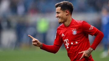 Coutinho celebra un gol con el Bayern.