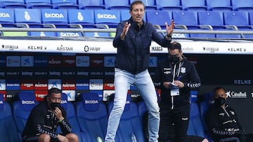 BARCELONA, SPAIN - MAY 23: Luis Miguel Ramis, head coach of CD Tenerife follows the game during the Liga Smartbank match betwen RCD Espanyol de Barcelona and CD Tenerife at RCDE Stadium on May 23, 2021 in Barcelona, Spain. (Photo by Eric Alonso/Getty Imag