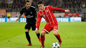 James Rodrígues jugó 82 minutos en el triunfo de Bayern sobre PSG