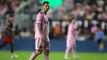 Sep 20, 2023; Fort Lauderdale, Florida, USA; Inter Miami forward Lionel Messi (10) during the first half against the Toronto FC at DRV PNK Stadium. Mandatory Credit: Sam Navarro-USA TODAY Sports