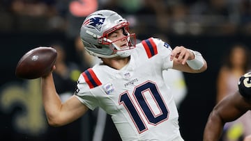 Drake Maye stars with three passing touchdowns in the first half as the Patriots inflict another defeat on the Saints.