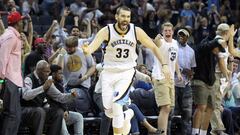 Marc Gasol, pívot de Memphis Grizzlies, durante un partido ante Washington Wizards en el FedExForum.