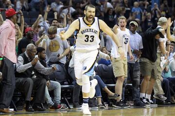 Marc Gasol, pívot de Memphis Grizzlies, durante un partido ante Washington Wizards en el FedExForum.