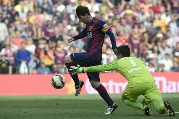 Messi bags one of his 600 goals against Valencia at Camp Nou in April 2015.