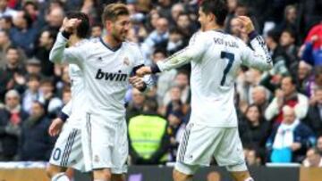 Sergio Ramos y Cristiano celebran uno los goles del portugu&eacute;s