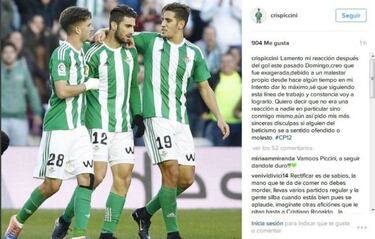 Piccini se encaró a la afición en su celebración y se arrepiente