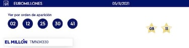 Euromillones: comprobar los resultados del sorteo de hoy, viernes 5 de noviembre