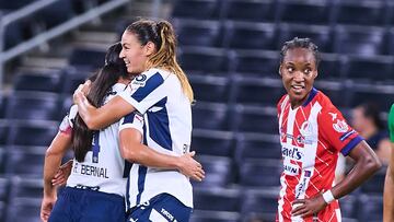 Christina Burkenroad celebrates her goal 1-0 of Monterrey during the 5th round match between Monterrey and Atletico San Luisas part of the Liga BBVA MX Femenil, Torneo Apertura 2024 at BBVA Bancomer Stadium on August 12, 2024 in Monterrey, Nuevo Leon, Mexico.