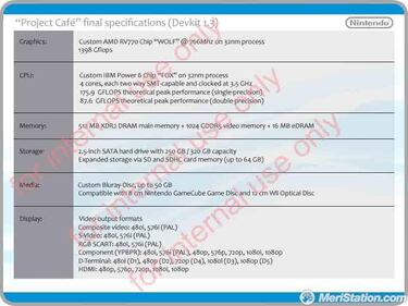El titán técnico de Nintendo: "especificaciones" de Project Cafe