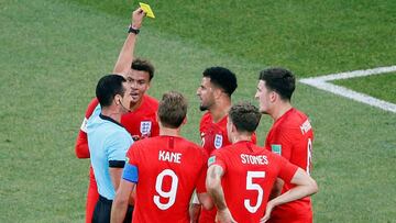 Los cruces de Inglaterra hasta la final pueden definirse por las tarjetas amarillas frente a B&eacute;lgica.