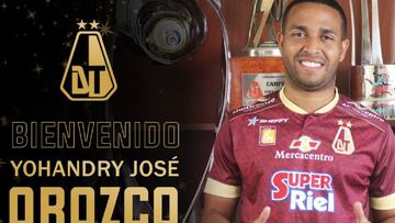 Yohandry Orozco regresa al Deportes Tolima