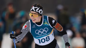Milano Cortina 2026 Olympics - Cross-Country Skiing - Women's 10km Interval Start Free - Tesero Cross-Country Skiing Stadium, Lago, Italy - February 12, 2026. Regina Martinez Lorenzo of Mexico reacts REUTERS/Stephanie Lecocq