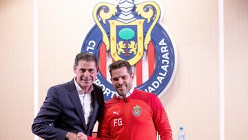 Fernando Hierro, Fernando Gago during the official presentation of New head coach Guadalajara team as part of Torneo Clausura 2024 Liga BBVA MX, at Akron Stadium, December 20, 2023, in Guadalajara, Jalisco.