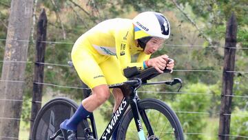 Miguel Ángel López durante una carrera con el Team Medellín.