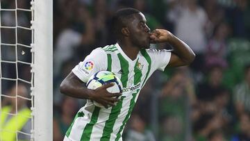 Joel Campbell despu&eacute;s de marcar en un Betis-Valencia. 