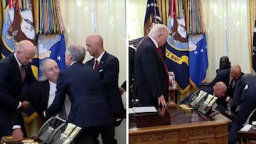 Un hombre se desploma en el Despacho Oval con Trump a su lado