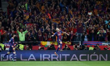 Andrés Iniesta celebrates after scoring.
