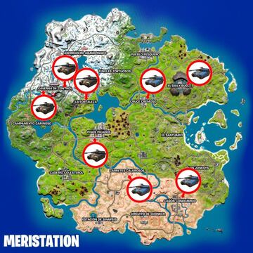 Todas las ubicaciones de Tanques Titán en la Temporada 2 de Fortnite Capítulo 3