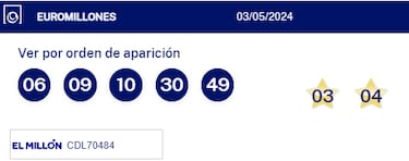 Euromillones: comprobar los resultados del sorteo de hoy, viernes 3 de mayo