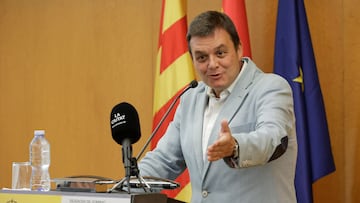 TARRAGONA, 28/08/2023.- El presidente del Consejo Superior de Deportes (CSD), Víctor Francos, atiende a los medios de comunicación este lunes en Tarragona, donde ha admitido su preocupación por la imagen ofrecida por el deporte español tras lo acontecido con el caso Luis Rubiales y ha reconocido, al ser preguntado por si podría afectar a la candidatura de España al Mundial de 2030, que "estaba mejor situada" antes de lo ocurrido con quien hasta el sábado presidía la Federación Española de Fútbol. EFE/ Quique García
