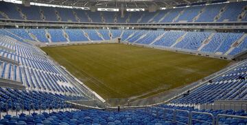 General view of the pitch at the new football stadium at Krestovsky island, also known as the Zenit Arena, in Saint Petersburg.